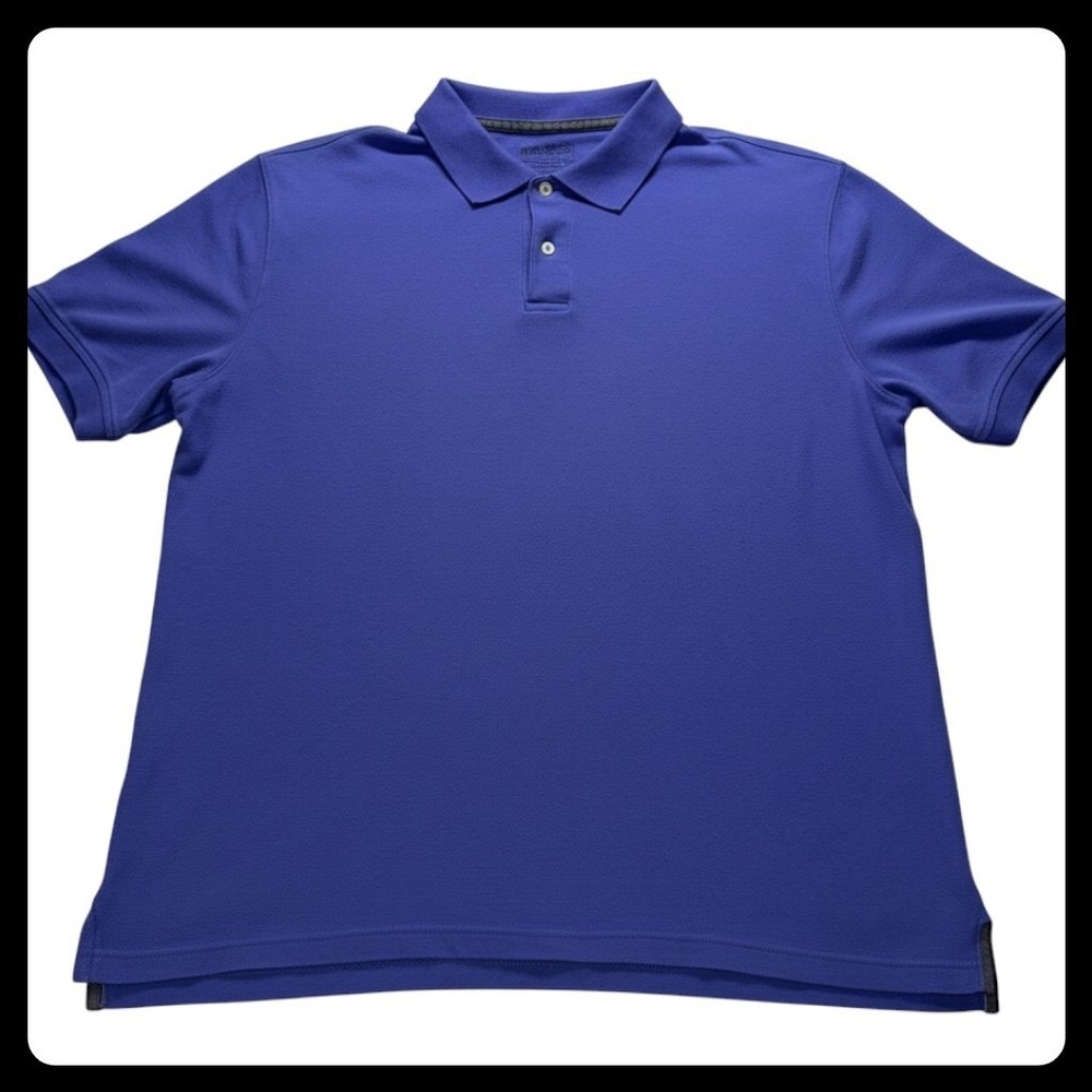 Saddlebred Perfect Polo Mens Large Blue Short Sleeve Solid Pique Casual